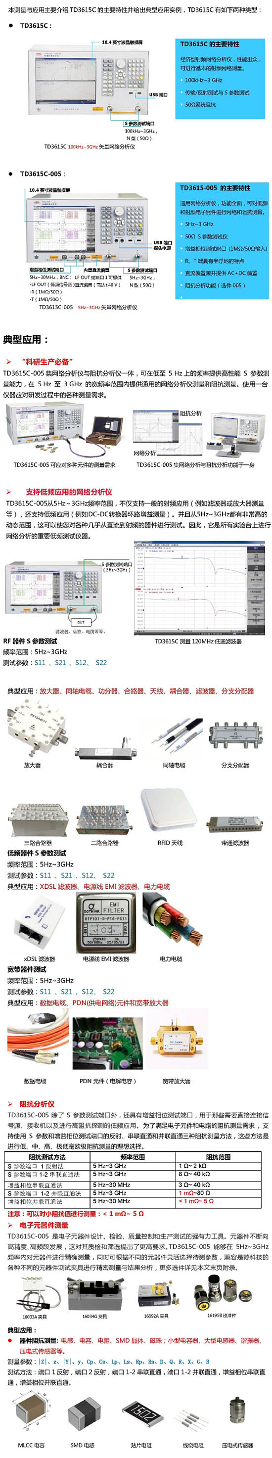 TD3615C矢量網絡分析儀測試與應用